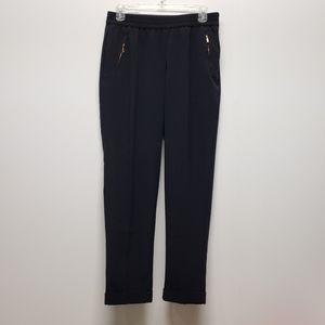Chico's Trouser Pants Womens Size XS Black Pull On Utility Ankle Gold Zipper